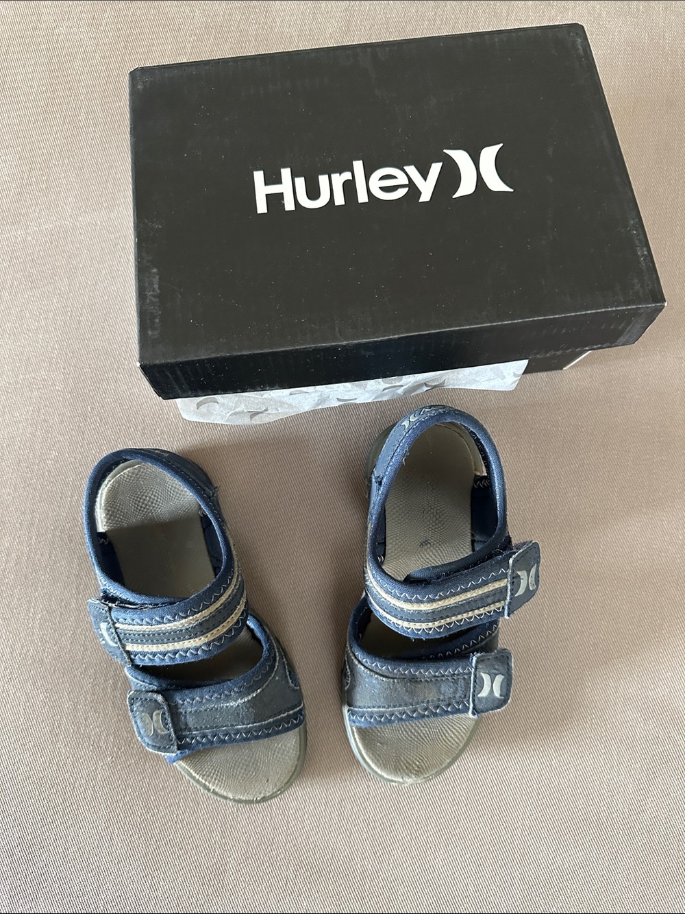 Hurley Kids Navy Blue Double-Strap Velcro Sandal size 11 little kid toddlers